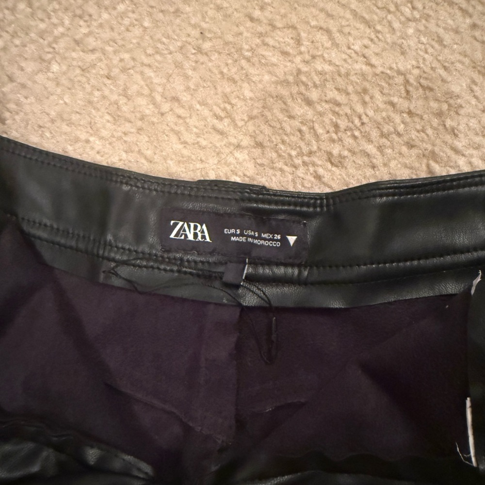Zara Black Leather Mini Skirt